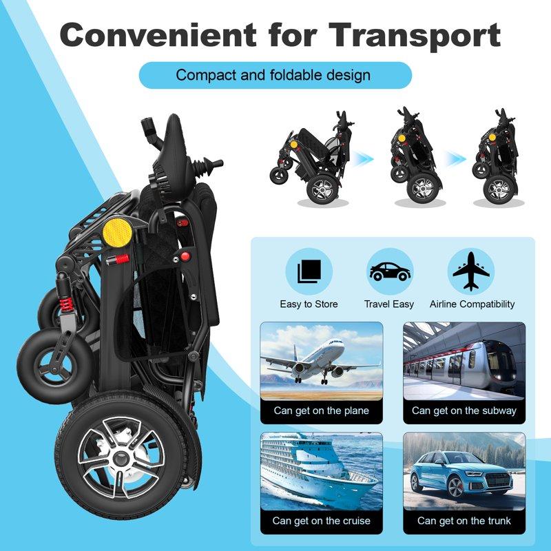 COOLHUT Electric Wheelchair 30+ Miles Long Travel Range Foldable & Lightweight Motorized Wheelchair With Safety Features 2 Lithium Battery Ideal For Seniors & Travel