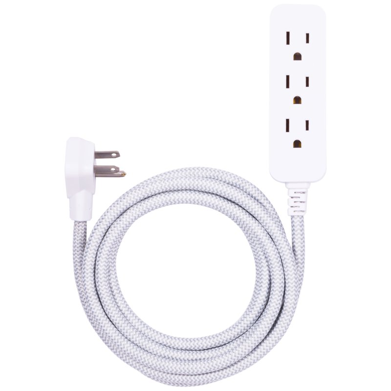 Cordinate 10ft. 3-Outlet Extension Cord White/Gray – 39624