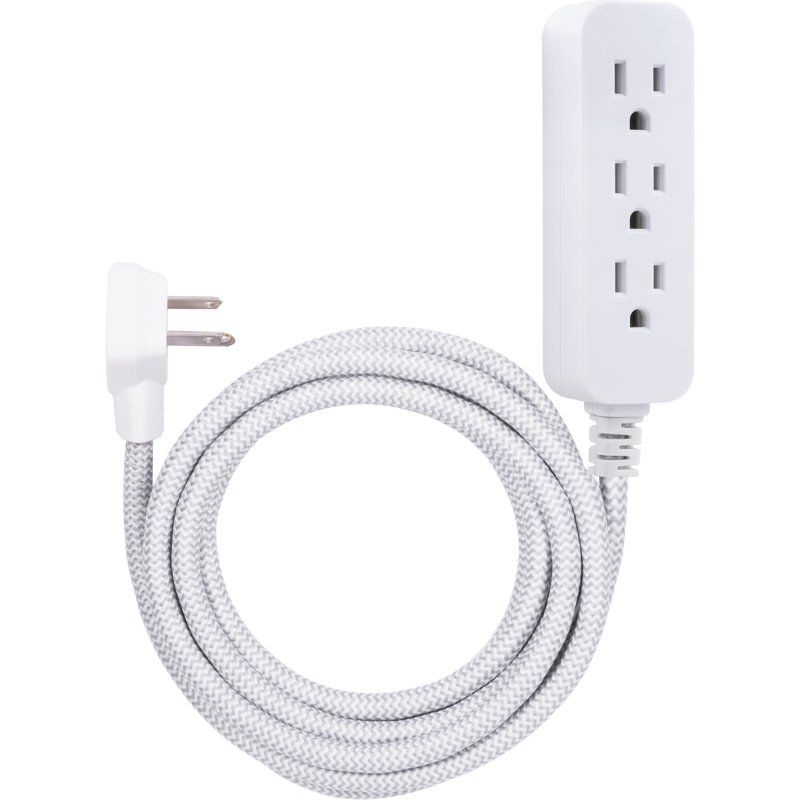 Cordinate 10ft. 3-Outlet Extension Cord White/Gray – 39624