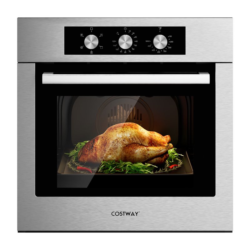 Costway 24'' Single Wall Oven 2.47Cu.ft Built-in Electric Oven 2300W w/ 5 Cooking Modes