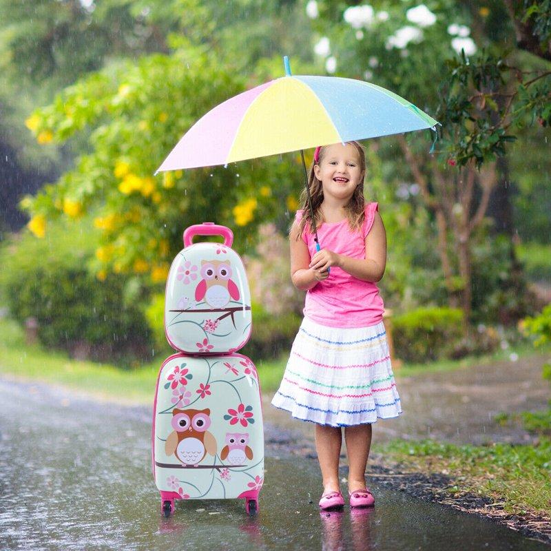 Costway 2Pcs 12'' 16'' Kids Luggage Set Suitcase Backpack School Travel Trolley ABS