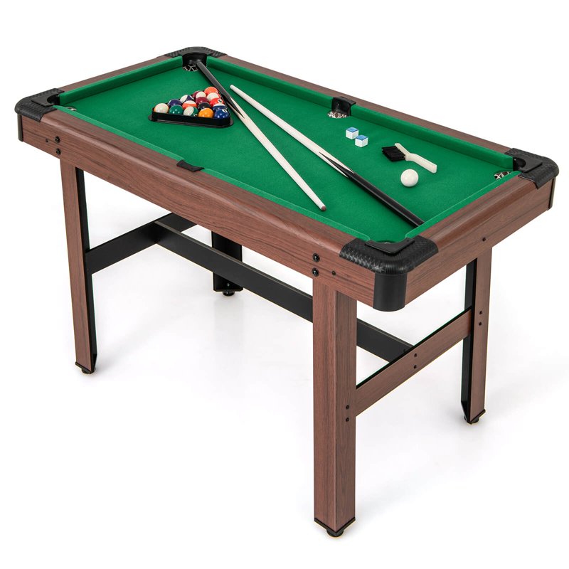 Costway 48" Pool Table for Kids & Adults with Full Set of Balls 2 Cue Sticks 2 Chalks Green