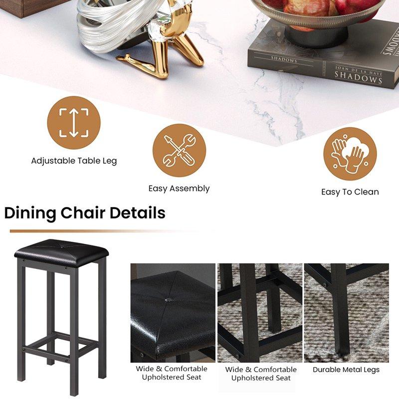 Counter Height Table Set Of 5 Breakfast Bar Table And Stool Set Minimalist Dining Table With Backless Stools Wood Top Pub Table & Chair Set For Kitchen Apartment Bistro - Space Saving