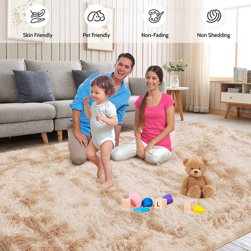 CozyDesg 8ft X 10ft Area Rugs Soft Fluffy Area Rugs Floor Mat Floor Rugs For Living Room Bedroom Modern Decor Carpet Camel