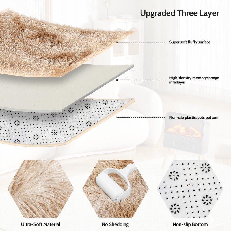 CozyDesg 8ft X 10ft Area Rugs Soft Fluffy Area Rugs Floor Mat Floor Rugs For Living Room Bedroom Modern Decor Carpet Camel