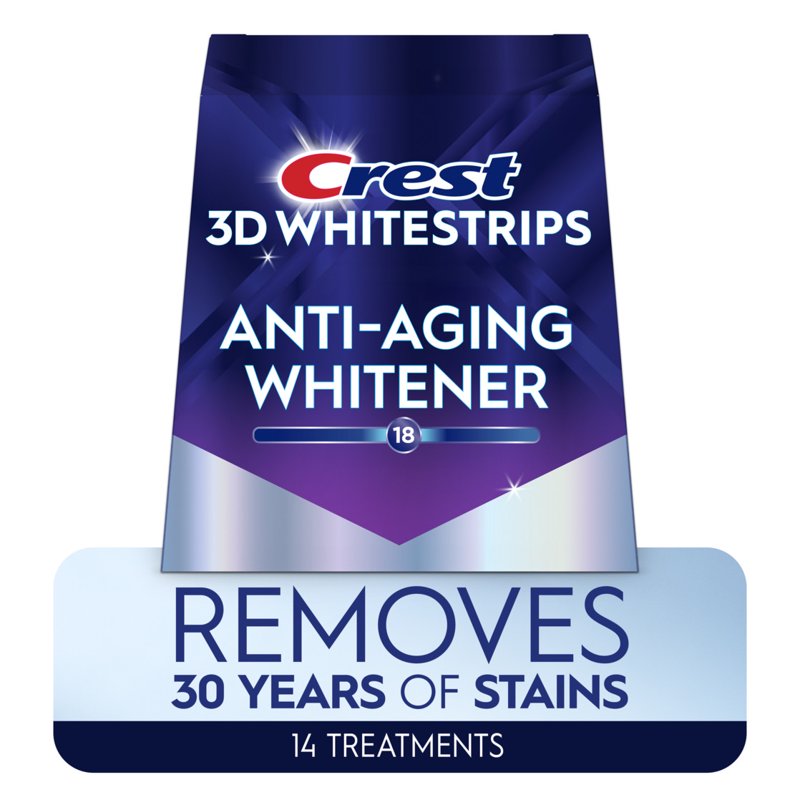 Crest 3DWhitestrips Anti-Aging Whitener At-Home Teeth Whitening Kit 14 Treatments 18 Levels Whiter