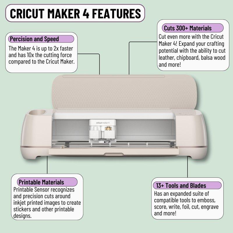 Cricut Maker 4 Cutting Machine With EasyPress 3 Heat Press And Materials Bundle