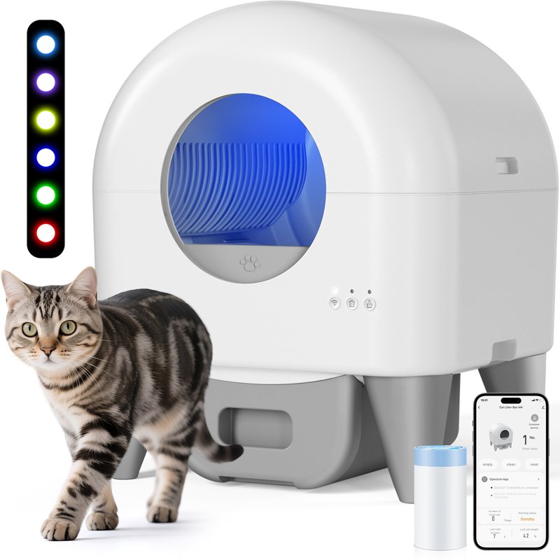 Cumrige Self-Cleaning Cat Litter Box App Controlled With Safety Sensor Removable And Washable Liner