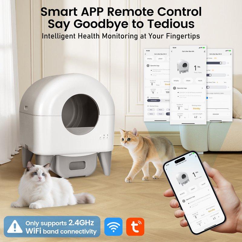 Cumrige Self-Cleaning Cat Litter Box App Controlled With Safety Sensor Removable And Washable Liner