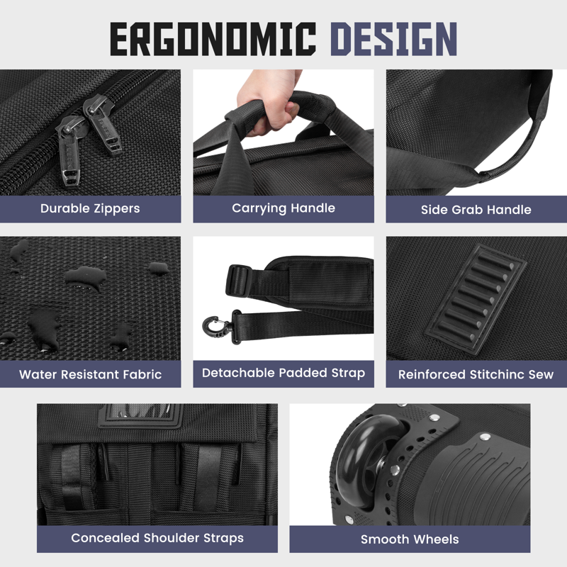 DAKOMM 90L Foldable Rolling Duffel Bag With Wheels Extra Large 34 Inch Travel Duffel Bag With Shoulder Strap For Travel Camping Sports Waterproof Large Gym Bag Travel Backpack For Men Women Black