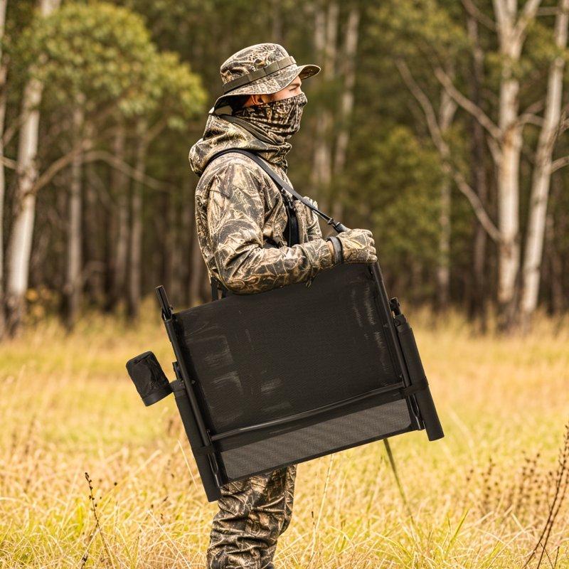 Danrelax 360° Silent Camo Hunting Blind Chair Armrests Side Pouch Telescopic Legs