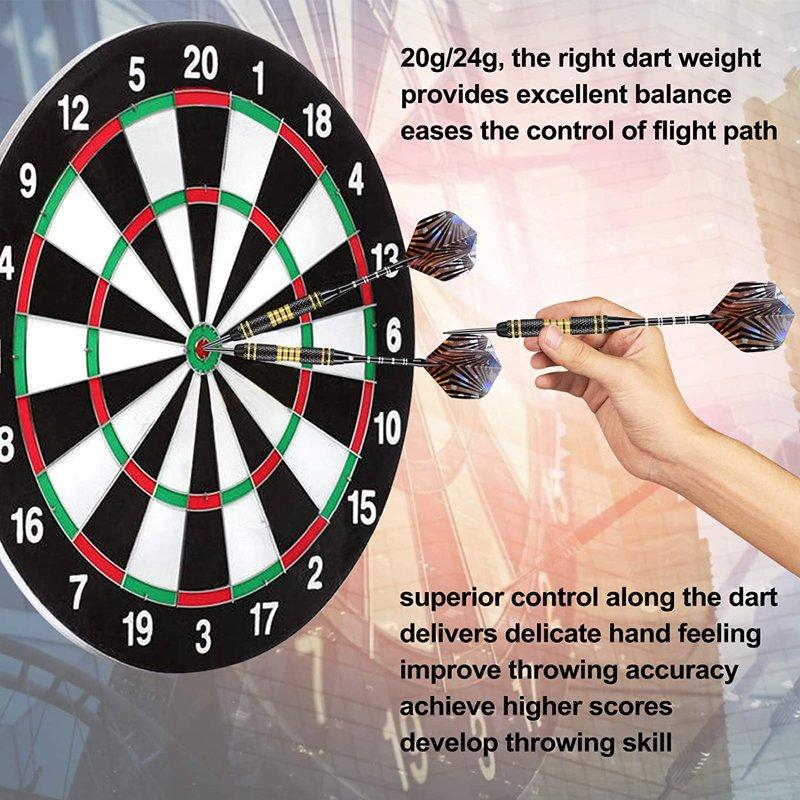 Darts Metal Tip Set 20 Grams And 24 Grams Steel Tip Darts Set Professional Metal Tipped Darts With Sharpener Tool Kit Aluminum Shafts Brass Barrels Carrying Case Extra Flights Dart Accessories