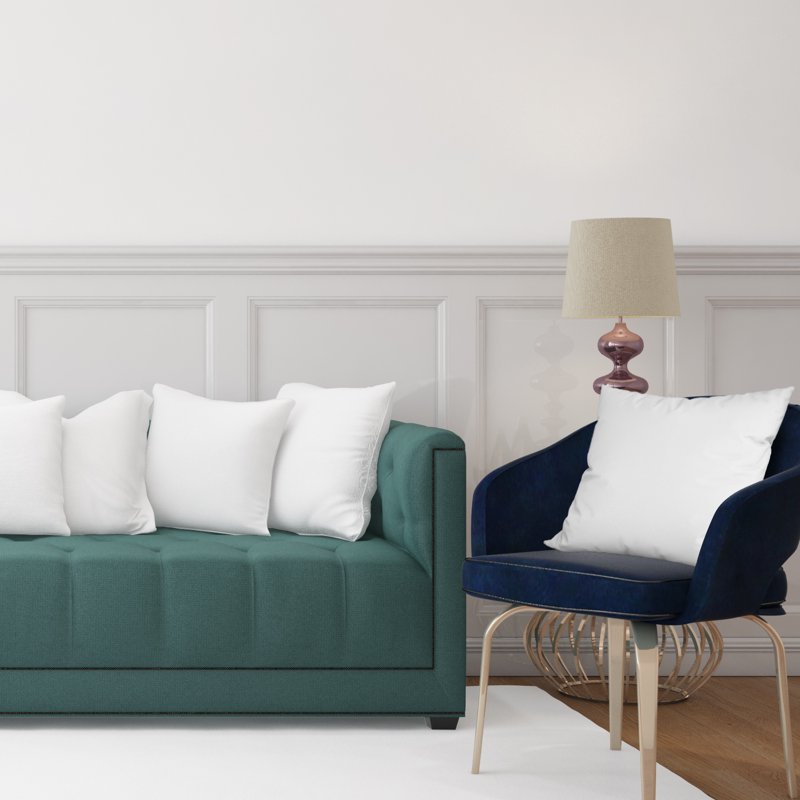 Decorative Throw Pillow Insert: Set Of 4 Square Soft (White 18x18) For Sofa Bench Bed Auto Seat Hypoallergenic Bed Couch Sofa- Indoor Decorative Cushion