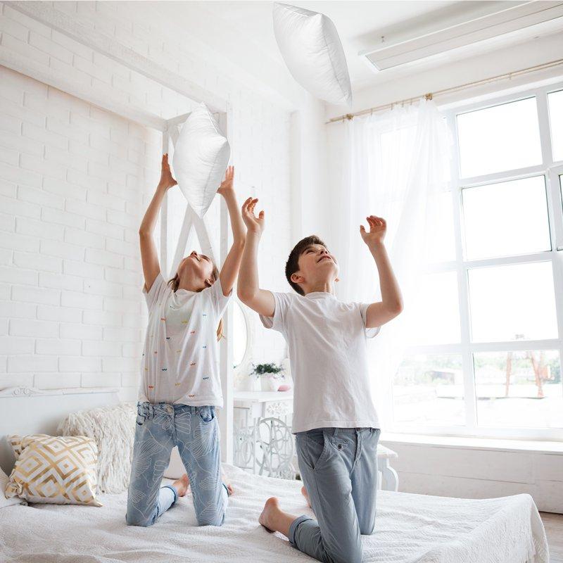 Decorative Throw Pillow Insert: Set Of 4 Square Soft (White 18x18) For Sofa Bench Bed Auto Seat Hypoallergenic Bed Couch Sofa- Indoor Decorative Cushion