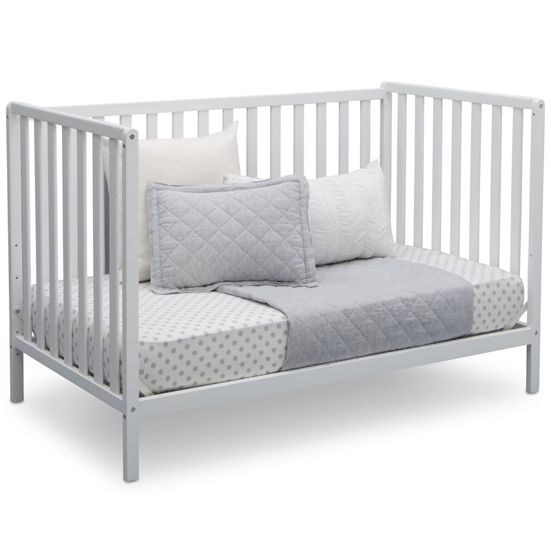 Delta Children Heartland 4-in-1 Convertible Crib Greenguard Gold Certified Bianca White