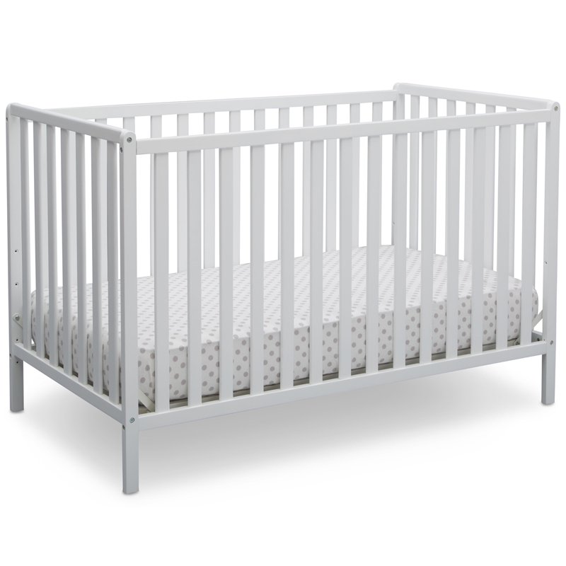 Delta Children Heartland 4-in-1 Convertible Crib Greenguard Gold Certified Bianca White