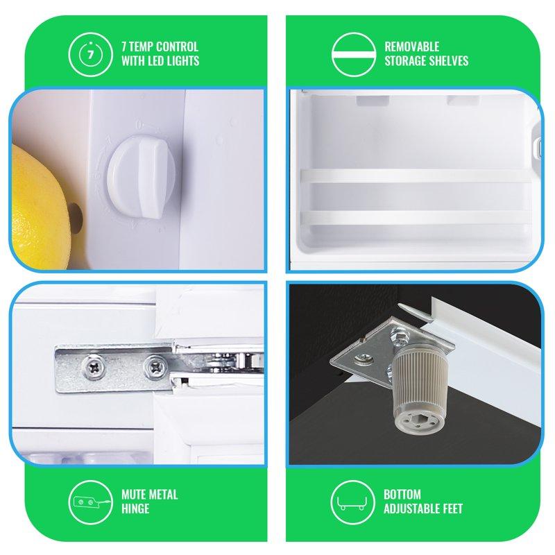 DEMULLER 2.4 Cu.ft Refrigerator Mini Fridge With Freezer Dual Door Personal Fridge New Silver Sale