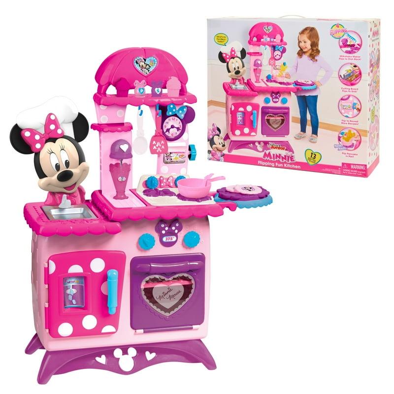 Disney Junior Minnie Mouse Flipping Fun Pretend Play Kitchen Set Play Food Realistic Sounds Kids Toys for Ages 3 up