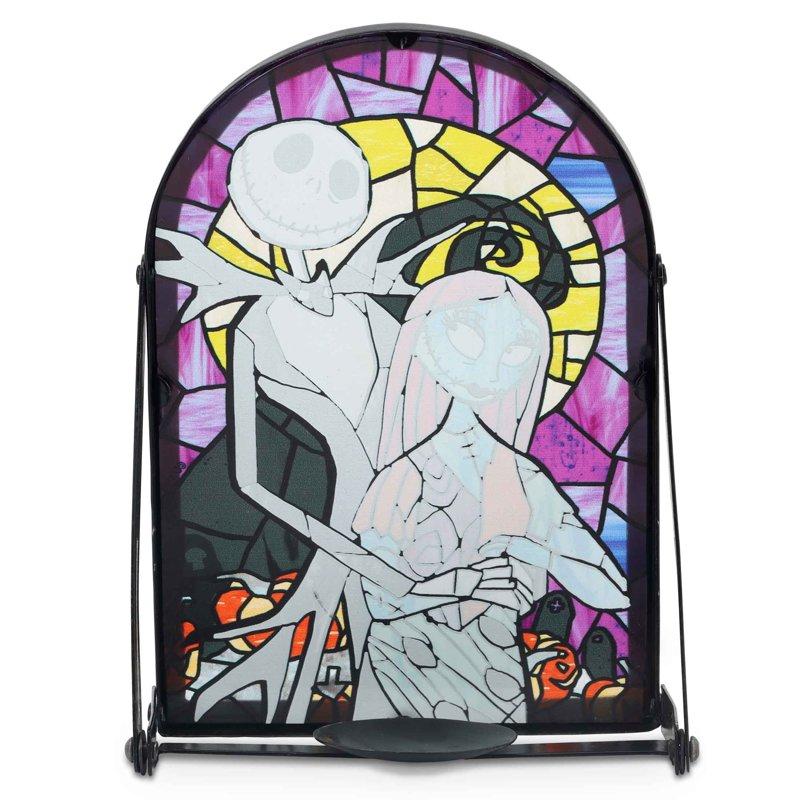 Disney's The Nightmare Before Christmas Jack & Sally Painted Glass With Tea Light Holder 6" Halloween Tabletop Décor By Open Road