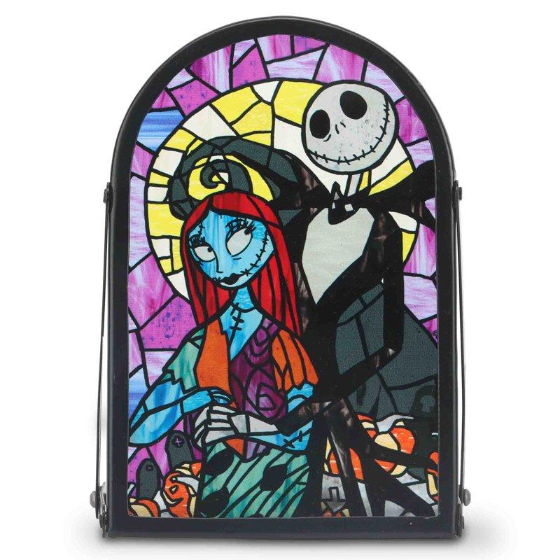 Disney's The Nightmare Before Christmas Jack & Sally Painted Glass with Tea Light Holder 6" Halloween Tabletop Décor by Open Road