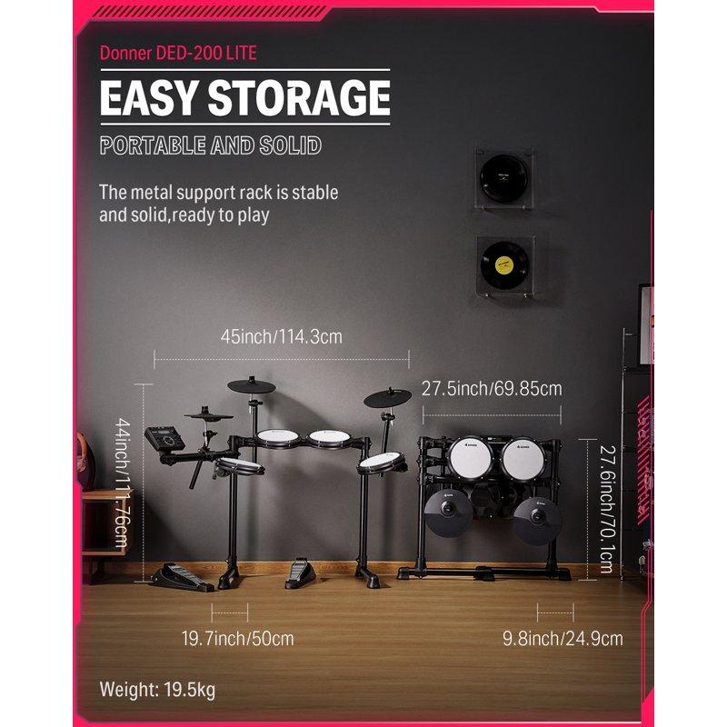 Donner Adults Electric Drum Set 31 Kits And 450+ Sounds Throne Headphones Sticks USB MIDI DED-200