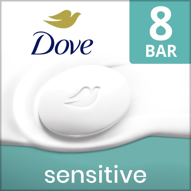 Dove Beauty Bar Women's Bath Soap Sensitive 3.75 Oz 8 Bars
