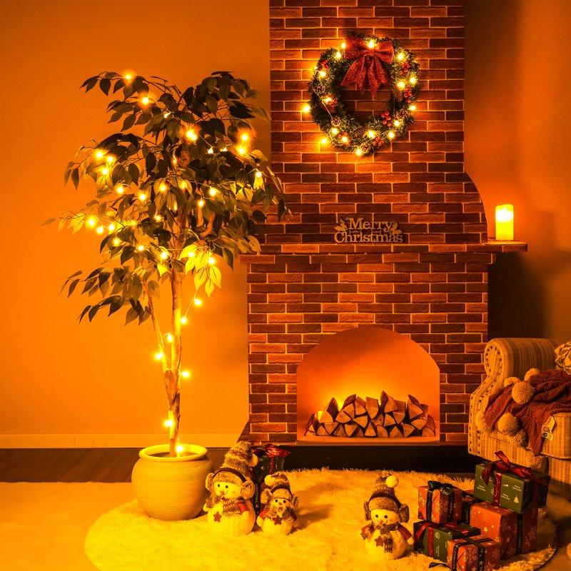 DR.Planzen 5 Feet Artificial Ficus Tree Tall Lifelike Greenery With Natural Wood Trunk For Living Room Office Floor And Corner Decor