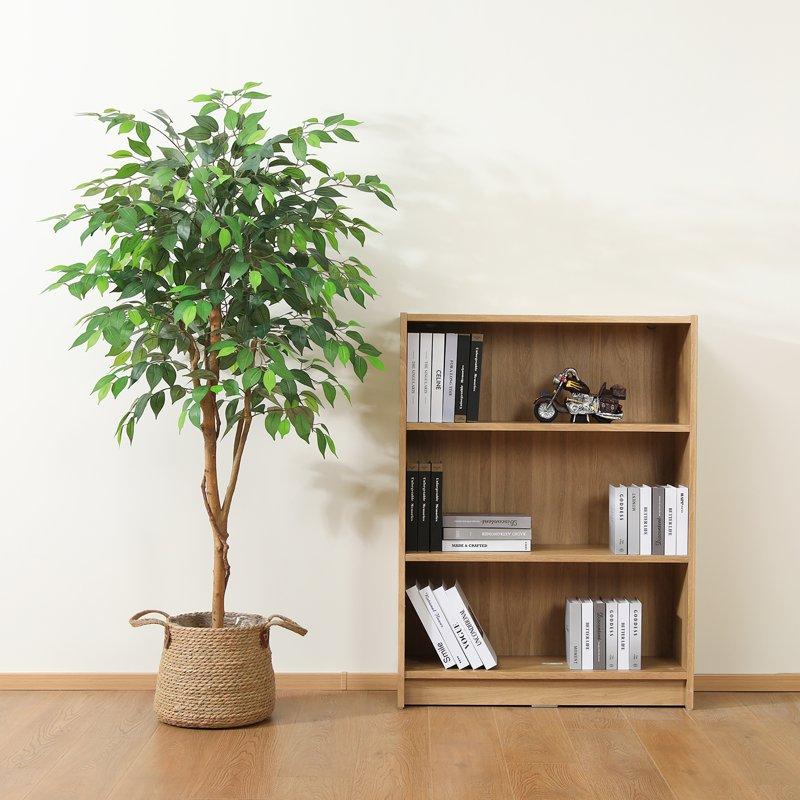 DR.Planzen 5 Feet Artificial Ficus Tree Tall Lifelike Greenery With Natural Wood Trunk For Living Room Office Floor And Corner Decor
