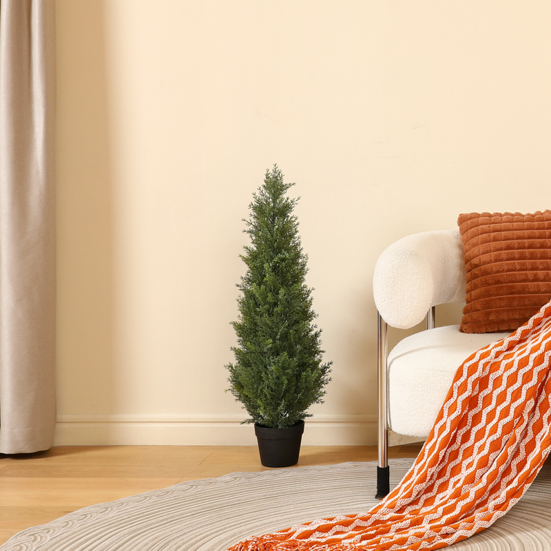 DR.Planzen Soft Touch 2 Count 3 Ft Cedar Artificial Trees In Plastic Pot UV Rated Artificial Topiary Tree For Indoor Outdoor Home Decor