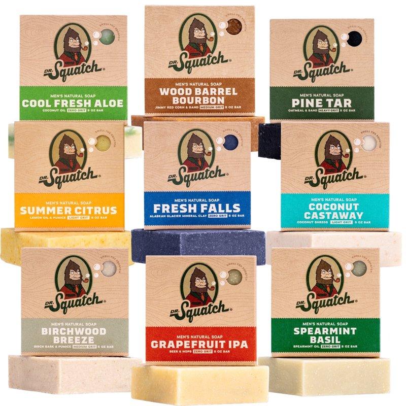 Dr. Squatch Natural Bar Soap for Men Variety Gift Set - Variety Pack (5 oz 9-Pack)