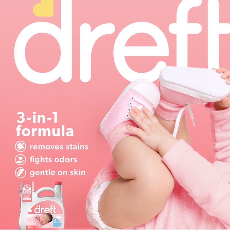 Dreft Newborn Essentials Bundle: Liquid Laundry Detergent & Blissfuls Scent Booster
