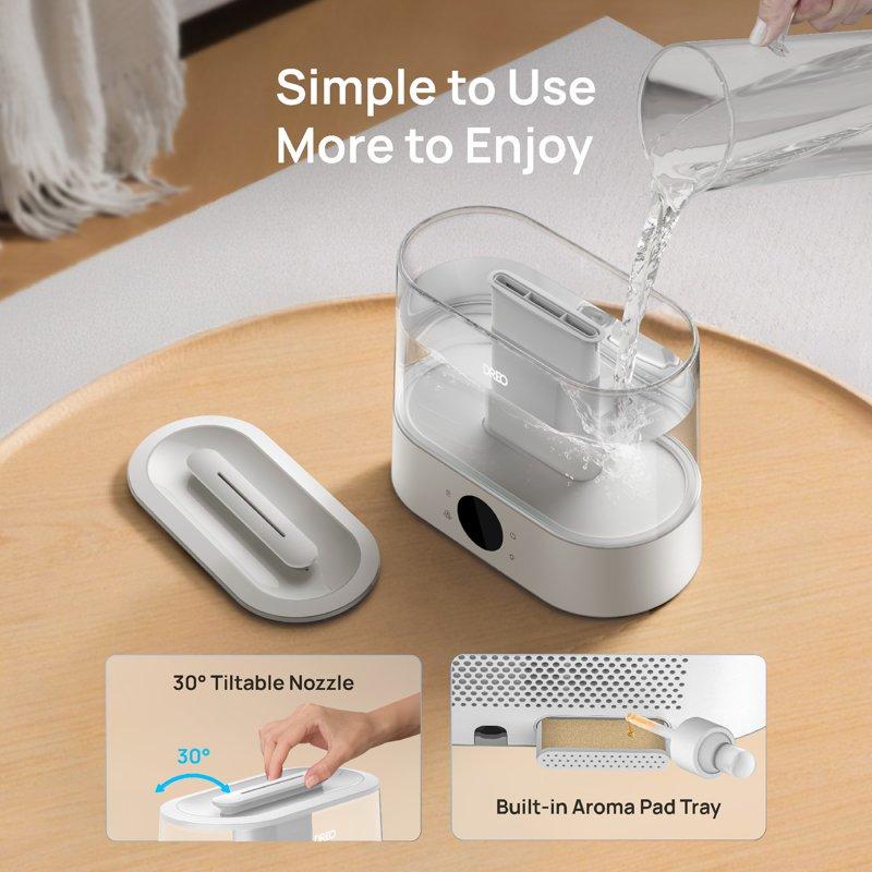 DREO 4L Cool Mist Humidifier For Large Room 36H Long Runtime Top-Fill Humidifiers Essential Oil Aroma Pad Tray 28dB Quiet Ultrasonic Humidifier For Home Touch Control