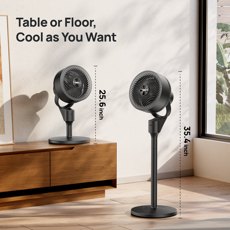 Dreo Pedestal Fan For Home 2-in-1 Oscillating Fans For Table Or Floor 80ft Floor Fan For Room 3 Speeds 25dB AC Motor 80° Horizontal + 90° Manual Vertical Oscillating Standing Fan Aroma Pad