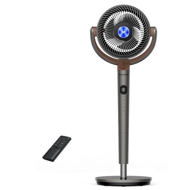Dreo Pedestal Fans for Home 8 Speeds 3 Modes 120°+120° Oscillating Quiet Fan for Bedroom 80ft Standing Floor Fan with Remote DC Motor 23db 8H Timer 35-40 inch Adjustable Height