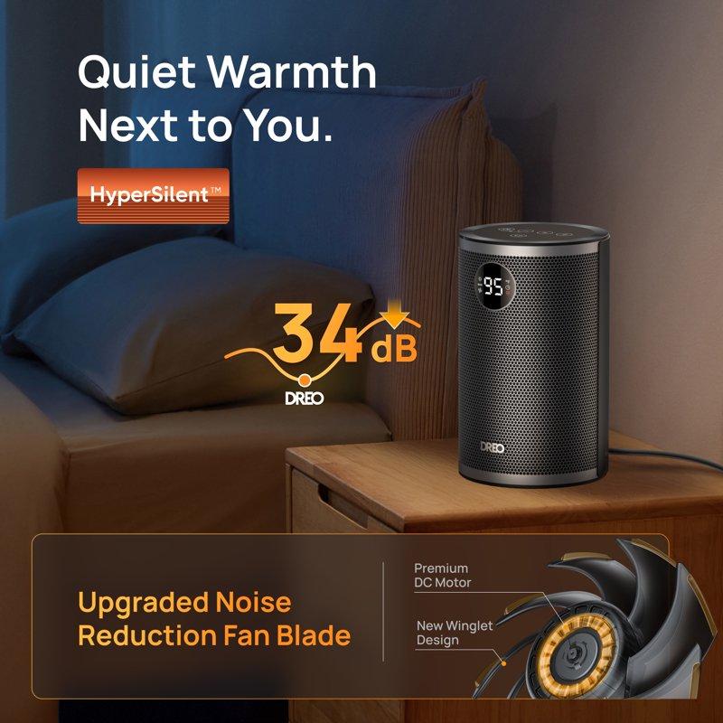 DREO Space Heater 1500W Portable Heaters For Inside Electric Heater With Thermal Sensor For Home Digital Display 12H Timer 3 Modes Safe Quiet Heater For Bedroom