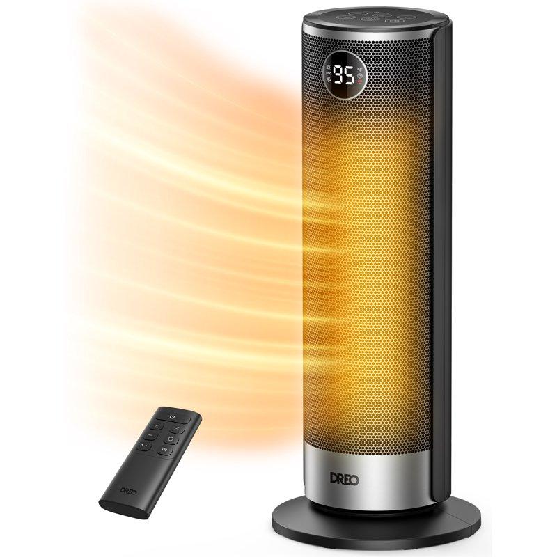 DREO Space Heater for Inside 1500W Electric Heater with Dual-DC Motor PTC Ceramic Heating & 8-Layer Safety Protection ECO Mode Precise Thermostat 12H Timer & 20" Heaters for Home Office