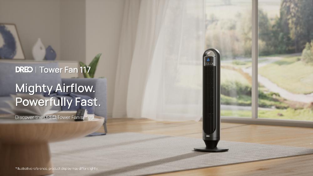 Dreo Tower Fans For Home 32" Standing Floor Fan 26 Ft/s Bladeless Fan With Remote 90° Oscillating 3 Modes 3 Speeds LED Display 8H Timer Quiet Room Fan