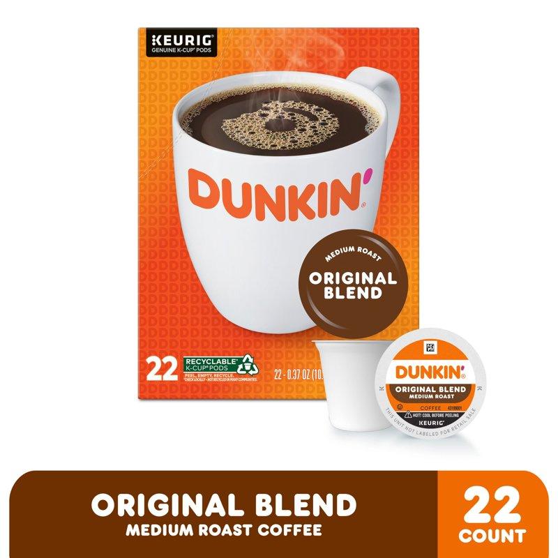 Dunkin’ Original Blend Medium Roast Coffee Keurig K Cup Pods 22 Count Box