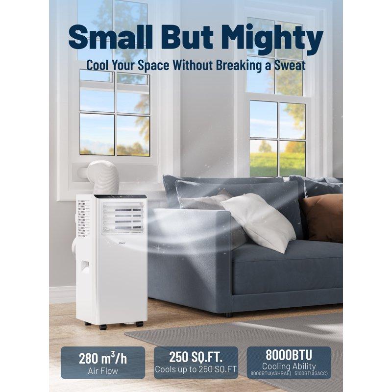 DuraComfort 8000 BTU Portable Air Conditioner 3-in-1 AC Unit Dehumidifier Fan Remote Timer For Room Up To 230 Sq.Ft