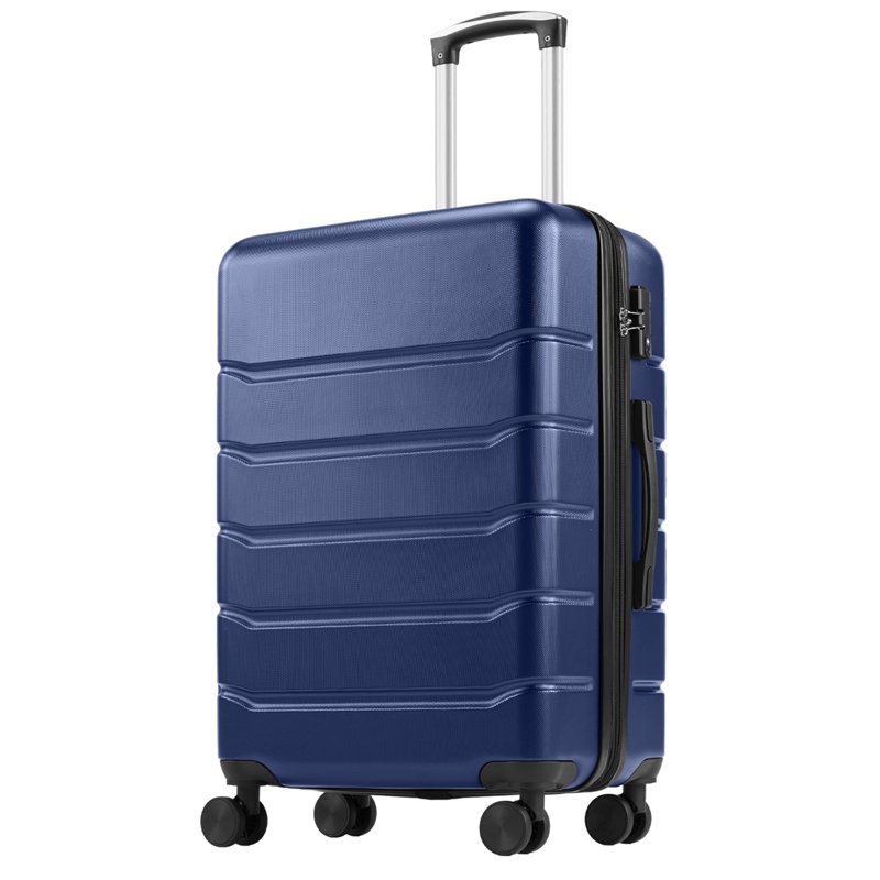 Edx 24 Inch Hardside Expandable Luggage With Spinner Wheels Checked-Medium Lightweight Expandable Rolling Luggage With TSA Lock Blue