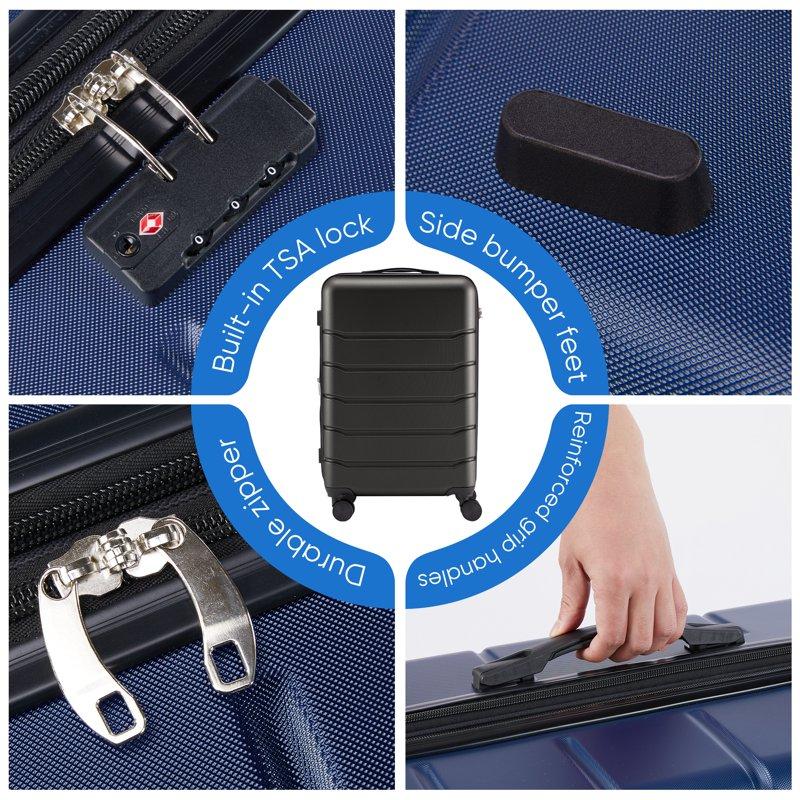 Edx 24 Inch Hardside Expandable Luggage With Spinner Wheels Checked-Medium Lightweight Expandable Rolling Luggage With TSA Lock Blue