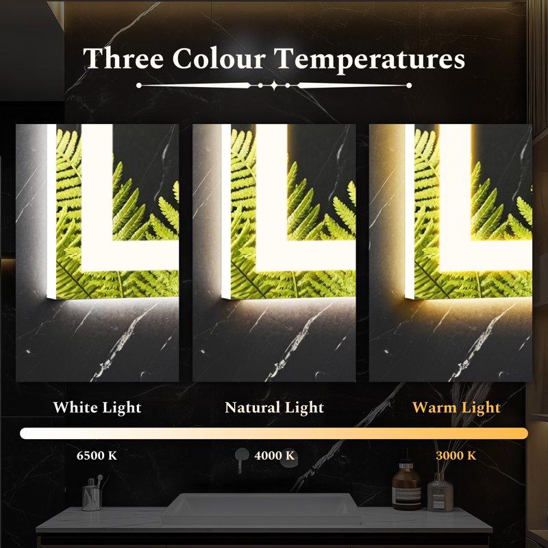 EDX 24"X32" Anti-fog LED Bathroom Mirror With Dual Light Source And Three Lighting Modes White