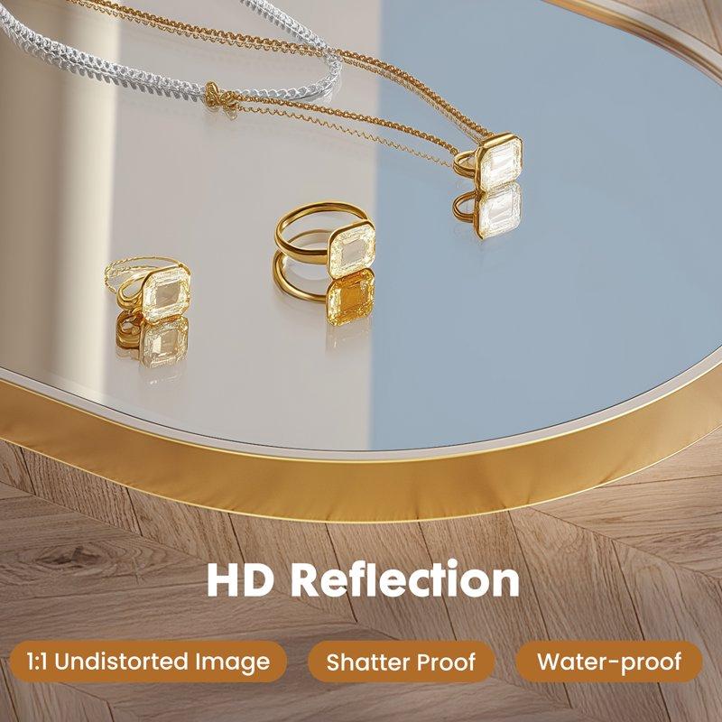 EDX 26"X38" Arched Bathroom Mirror Wall Mounted Mirror With Aluminum Alloy Frame Bathroom Mirror For Living Room Bedroom Bathroom And Entryway Gold