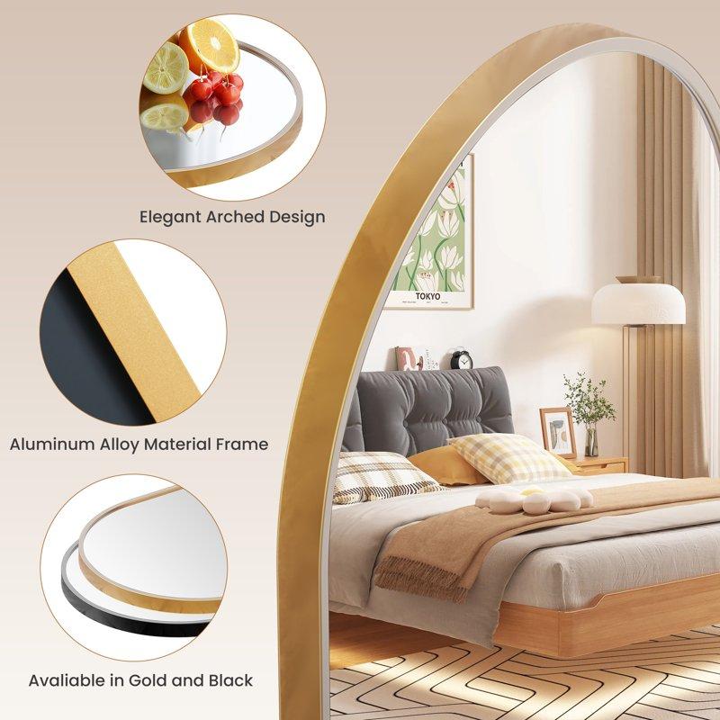 EDX 26"X38" Arched Bathroom Mirror Wall Mounted Mirror With Aluminum Alloy Frame Bathroom Mirror For Living Room Bedroom Bathroom And Entryway Gold