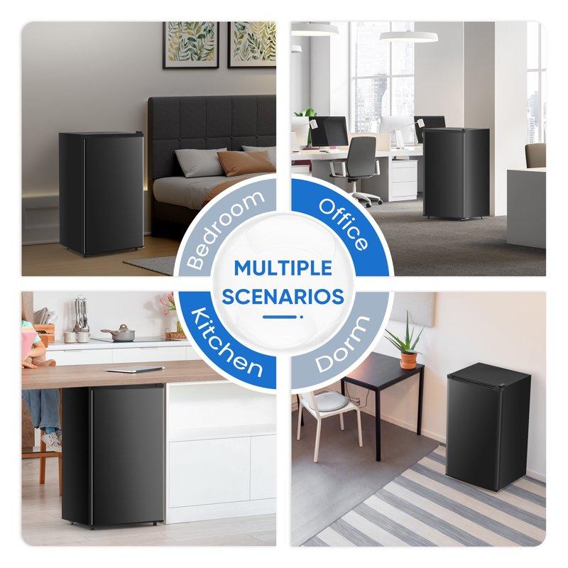 Edx 3.2 Cu. Ft. Single Door Mini Refrigerator 17.7" Width With Separate Freezer Black