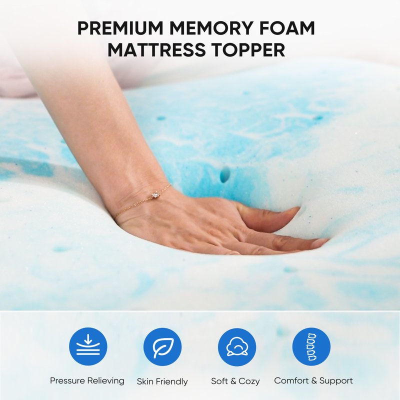 EDX 3 Inch Cool Gel Memory Foam Mattress Topper Twin Size Bed Comfort Body Support & Pressure Relief CertiPUR-US Certified