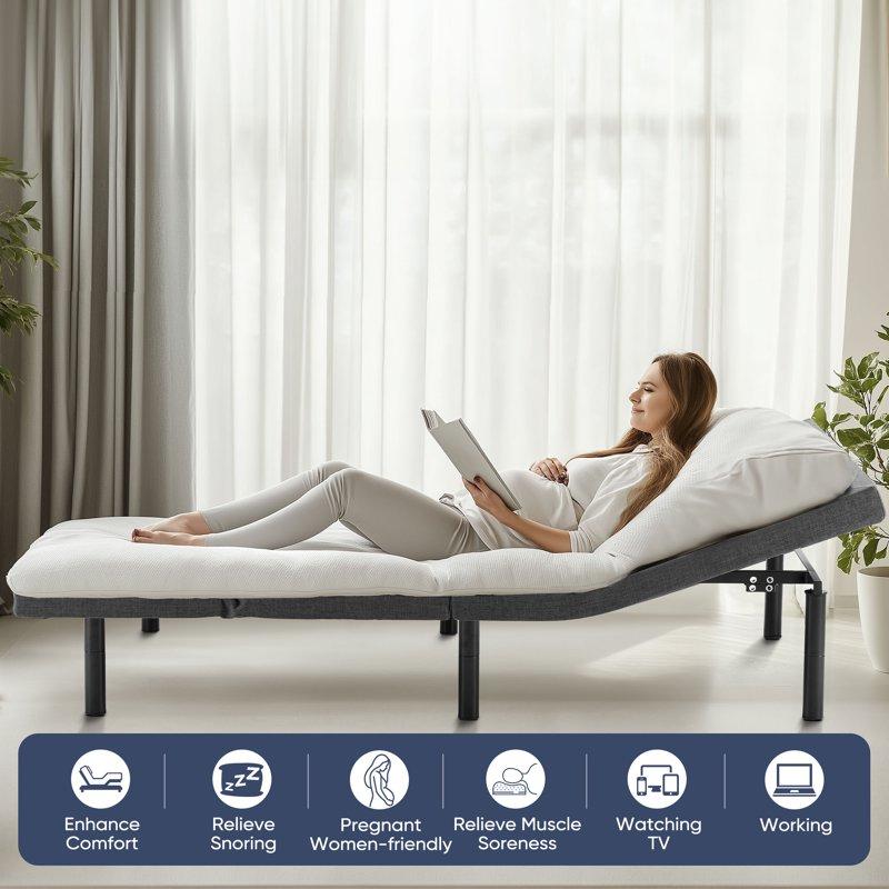 Edx Adjustable Bed Frame Individually Tilting Head And Foot With 2 USB Ports Wireless Remote Quiet Motor Twin XL Size