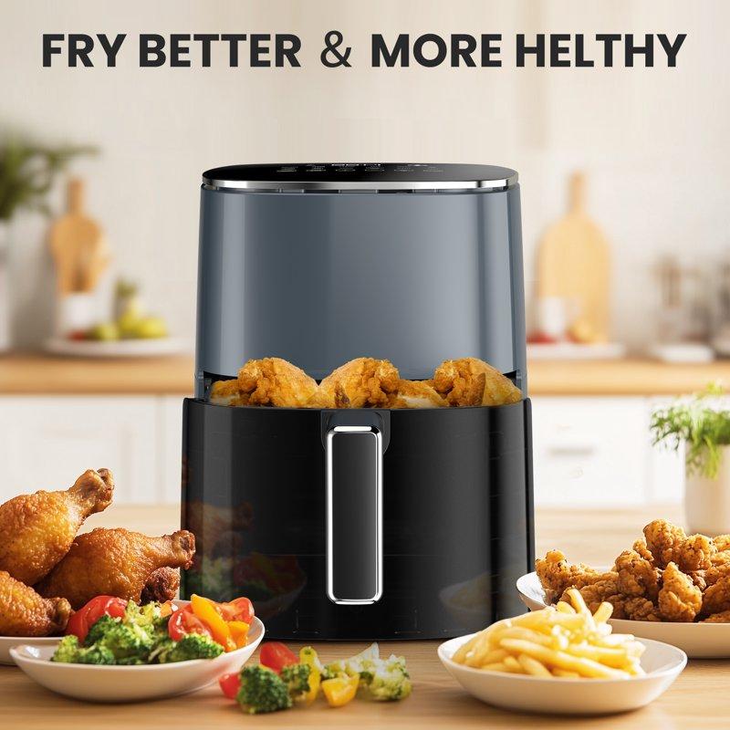 Edx Air Fryer 6 Qt Compact & Large With 400F For Crispy Electric Multifunctional Cooker With Digital LED Grey