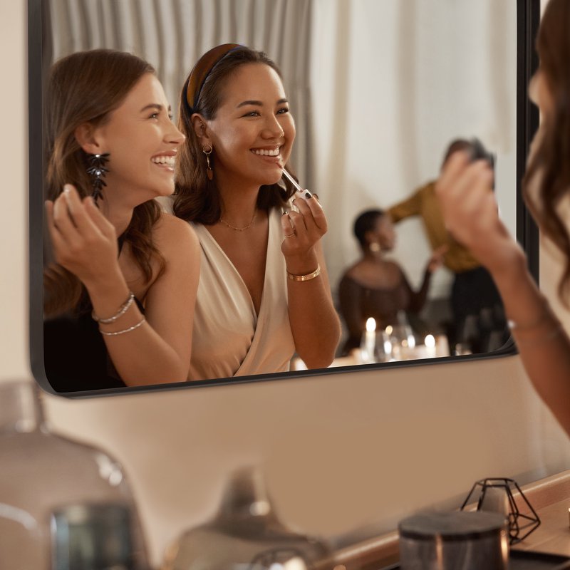 EDX Bathroom Mirror 40"x 30" Wall Mirror With Rectangular Metal Frame Black