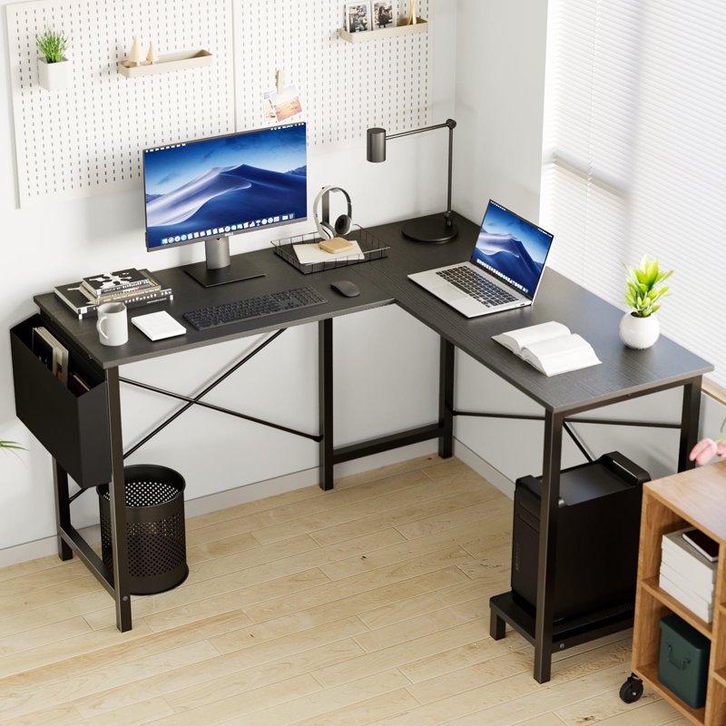EDX L Shaped Computer Corner Desk Gaming Table 50 inch PC Writing Study Desk for Home Office Dorm Small Space Black